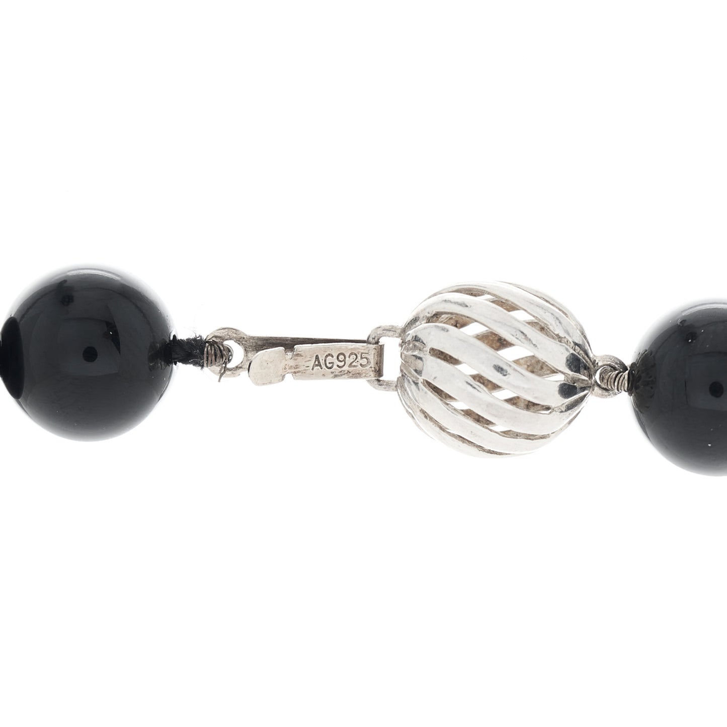 Sterling Silver Black Onyx Bead Necklace 78"