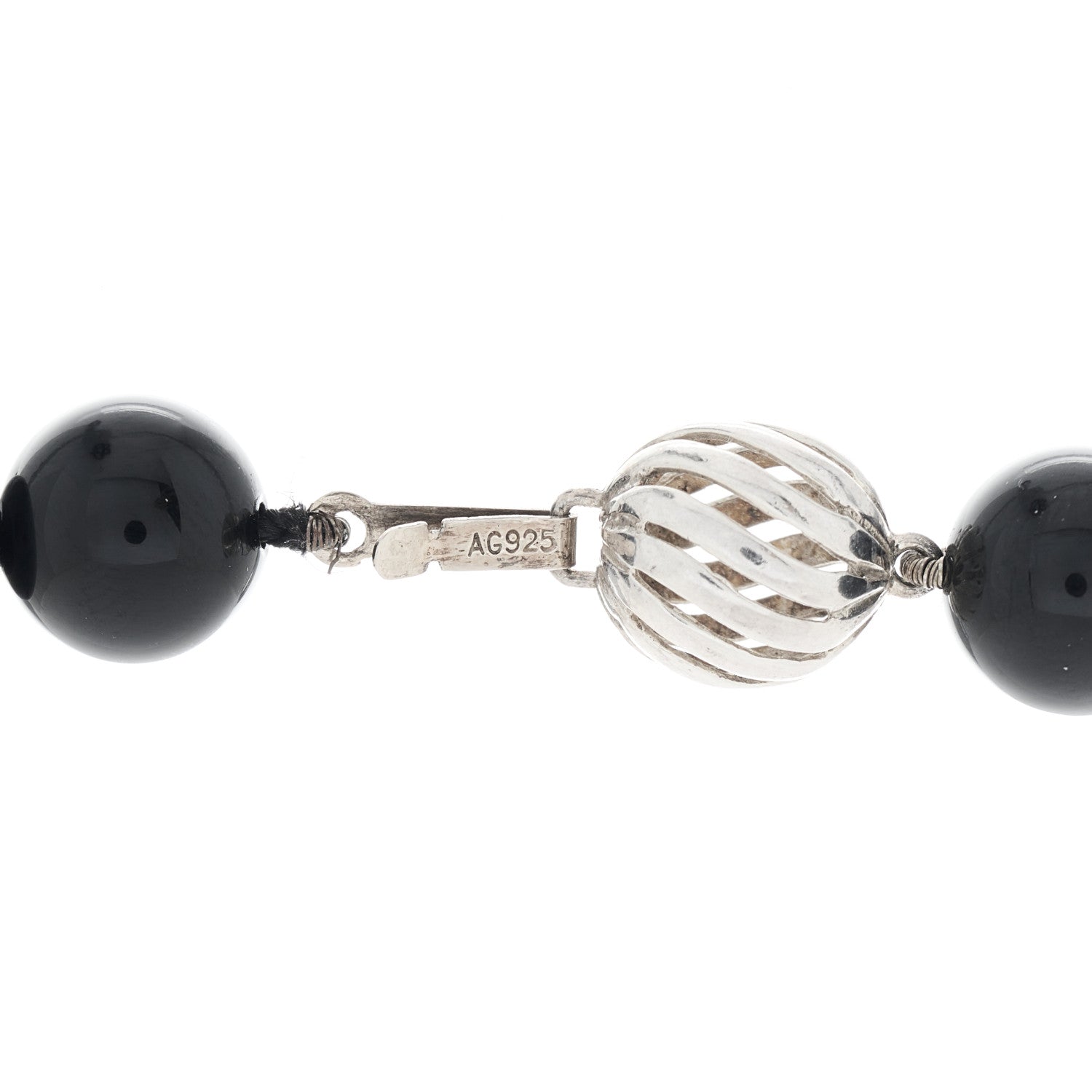 Tiffany Sterling Silver Black Onyx Bead Necklace 78" 3 of 5