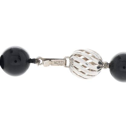 Tiffany Sterling Silver Black Onyx Bead Necklace 78" 3 of 5