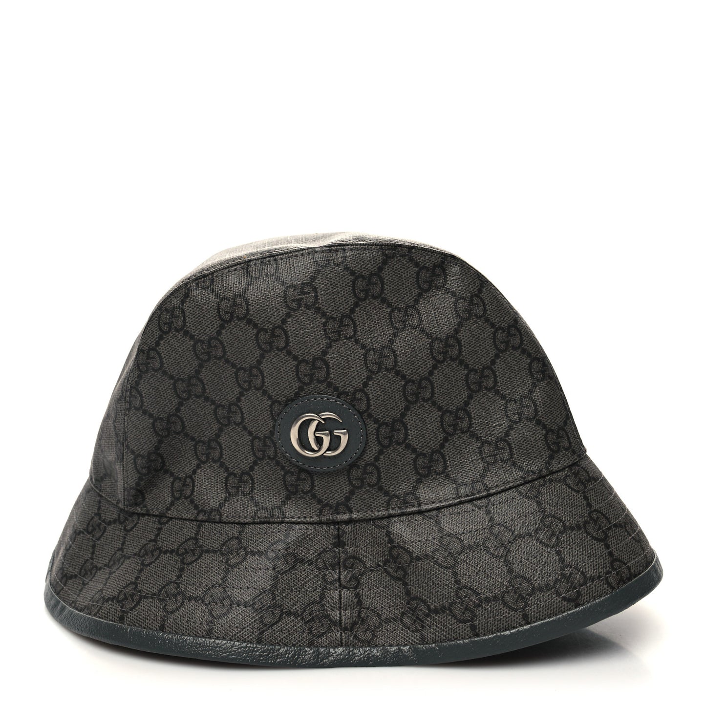 GG Supreme Monogram Textured Dollar Calfskin GG Blackie Fedora Hat M Grey Black Graphite