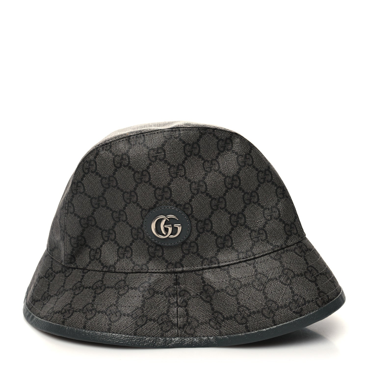 Gucci GG Supreme Monogram Textured Dollar Calfskin GG Blackie Fedora Hat M Grey Black Graphite 5 of 8
