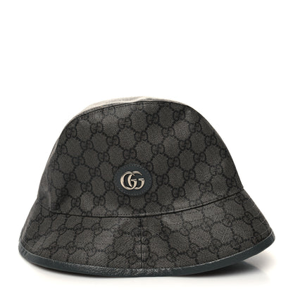 Gucci GG Supreme Monogram Textured Dollar Calfskin GG Blackie Fedora Hat M Grey Black Graphite 5 of 8