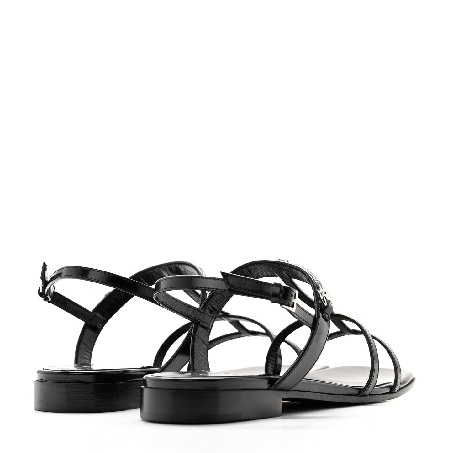 Calfskin Horsebit Divine Slingback Sandals 37 Black