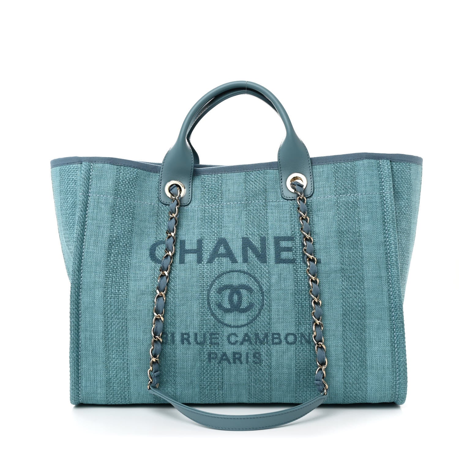Chanel Mixed Fibers Striped Medium Deauville Tote Blue 1 of 10