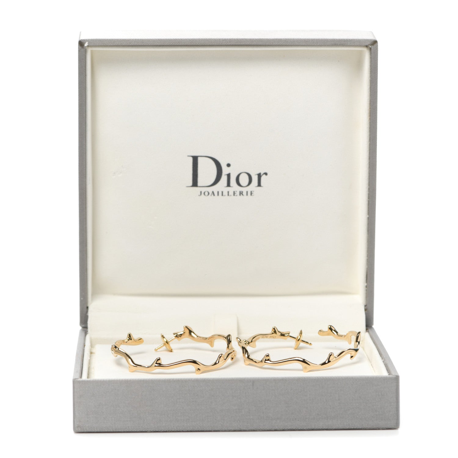 Christian Dior 18K Yellow Gold Large Bois de Rose Hoop Earrings 5 of 5
