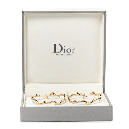 Christian Dior 18K Yellow Gold Large Bois de Rose Hoop Earrings 5 of 5