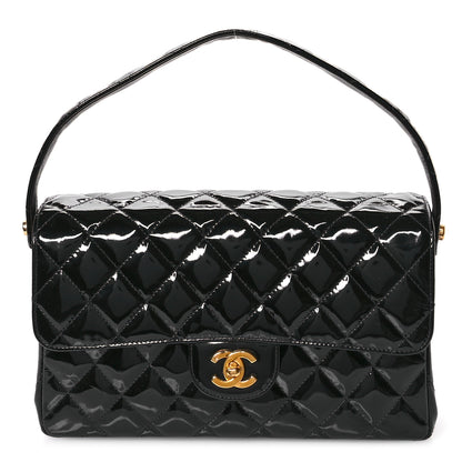 Chanel Patent Quilted Double Sided Shoulder Flap Bag Black 1 of 13