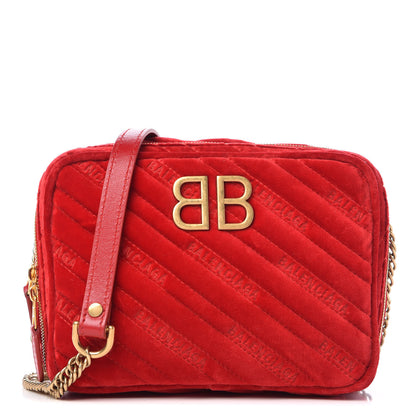Balenciaga Velvet Logo Matelasse BB XS Reporter Bag Red 1 of 9