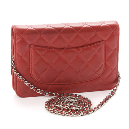 Chanel Lambskin Quilted Wallet On Chain WOC Red Pink 3 of 16