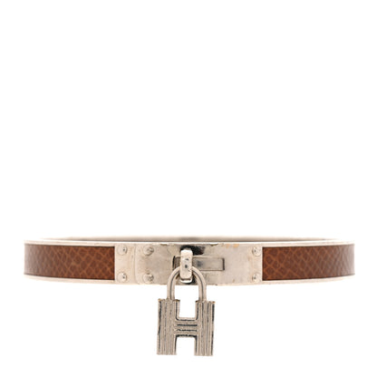 Hermes Lizard Kelly Lock Cadena Bracelet Brown 1 of 8