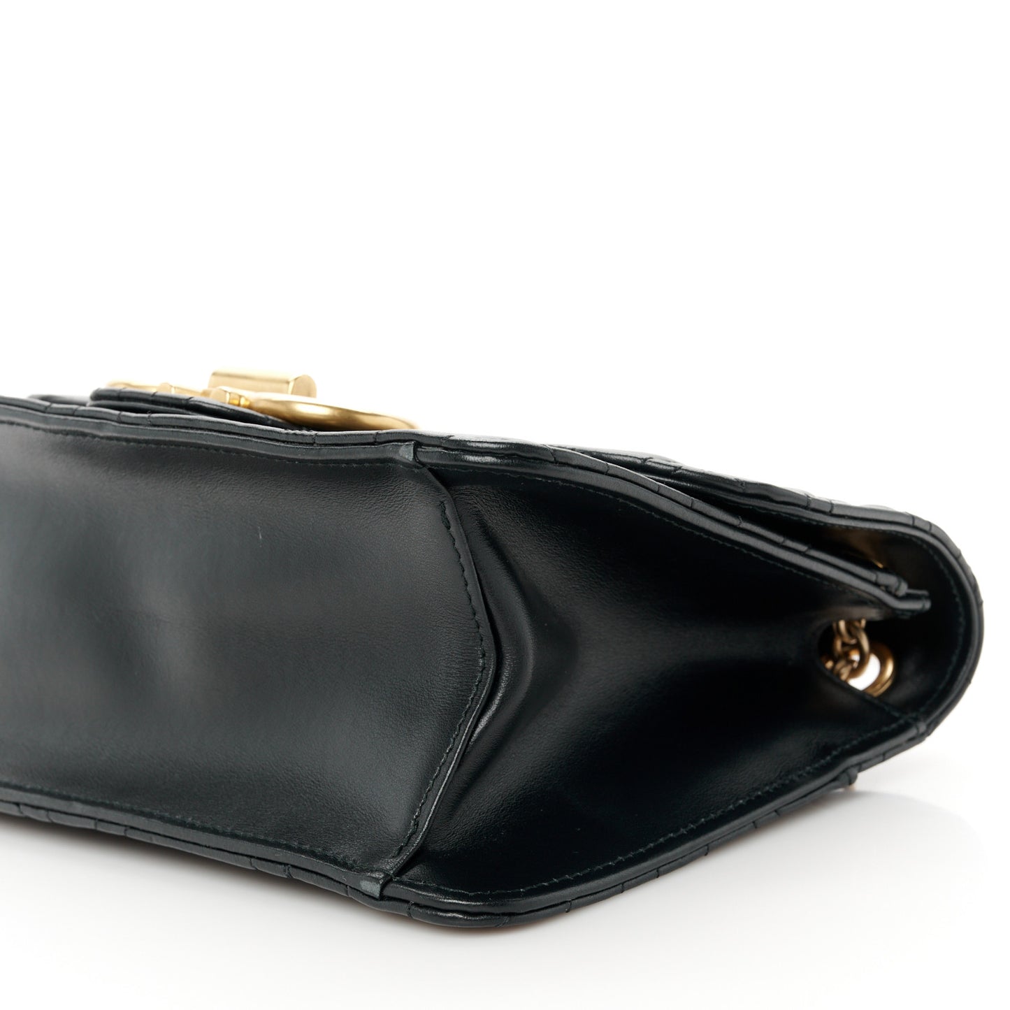 Calfskin Quilted Gancini Medium Flap Bag Black