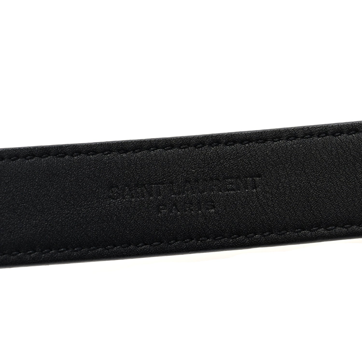 Saint Laurent Grained Calfskin Monogram Cassandre Extra Thin Square Buckle Belt 85 34 Black 3 of 4