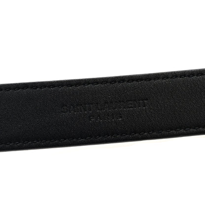 Saint Laurent Grained Calfskin Monogram Cassandre Extra Thin Square Buckle Belt 85 34 Black 3 of 4