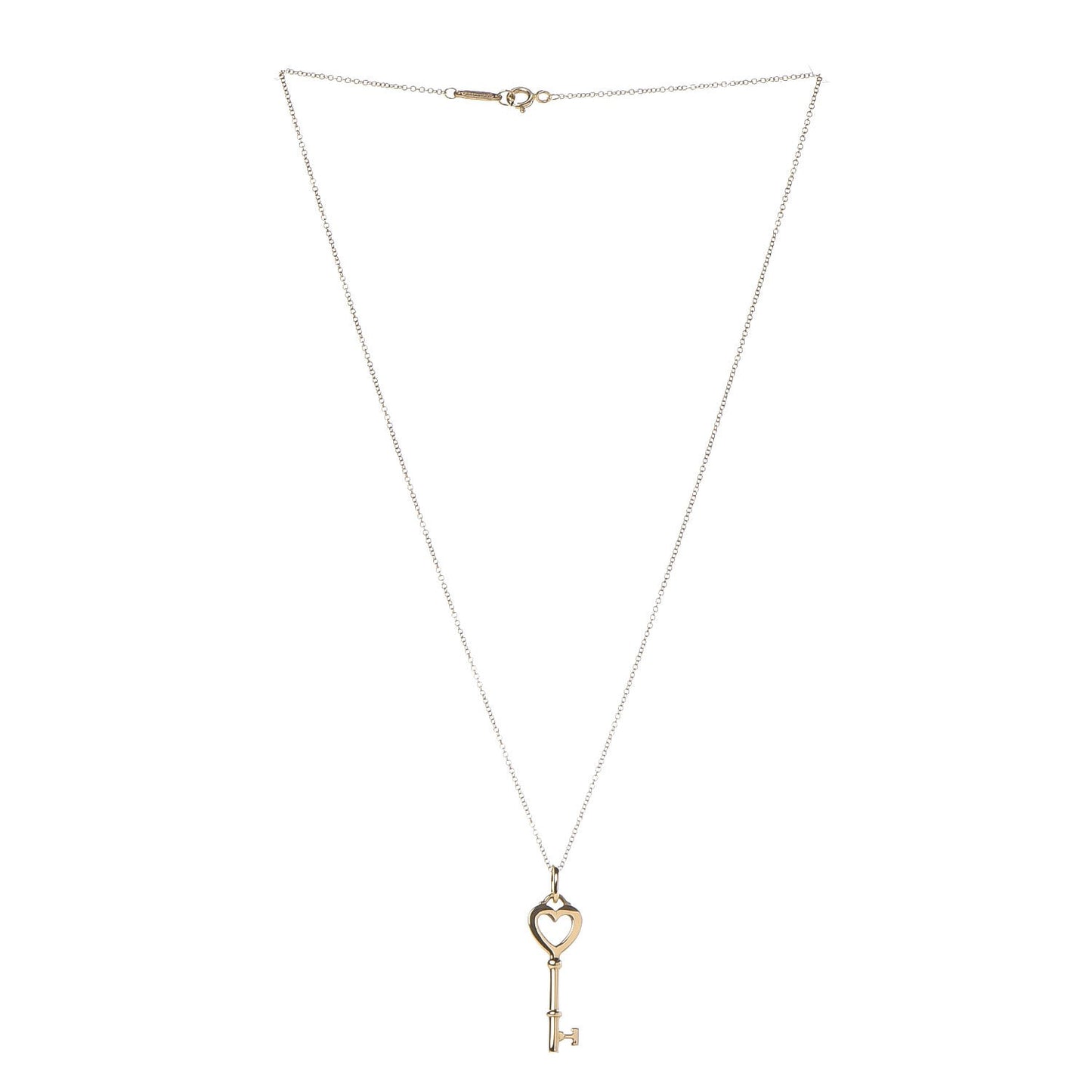 18K Yellow Gold Mini Heart Key Pendant Necklace