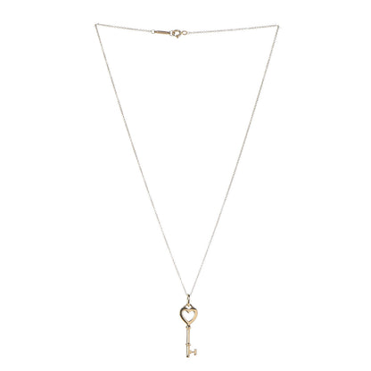 Tiffany 18K Yellow Gold Mini Heart Key Pendant Necklace 3 of 8