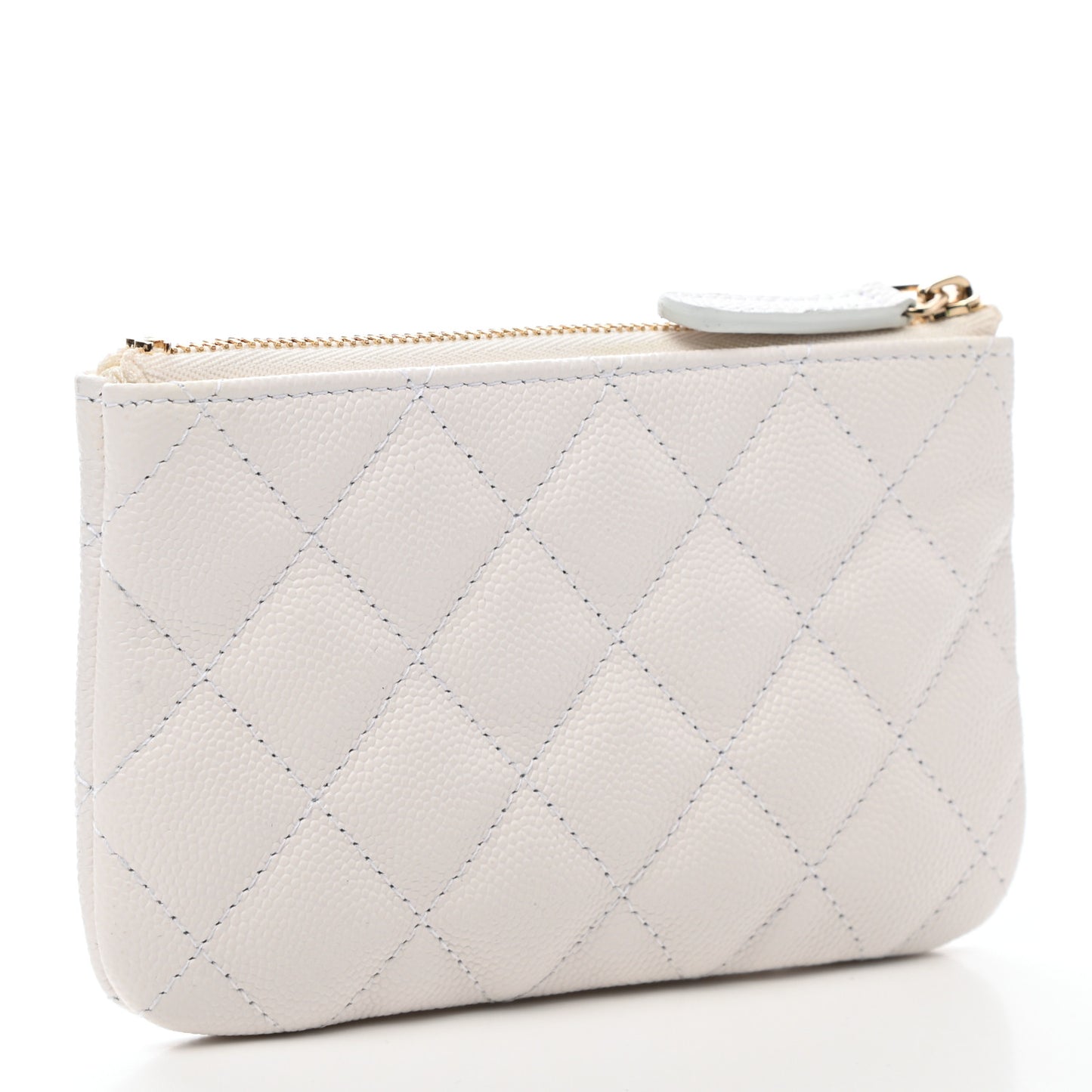 Caviar Quilted Small Cosmetic Case White