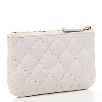Chanel Caviar Quilted Small Cosmetic Case White 3 of 8