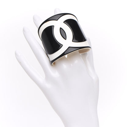 Chanel Resin CC Wide Cuff Black White 2 of 6