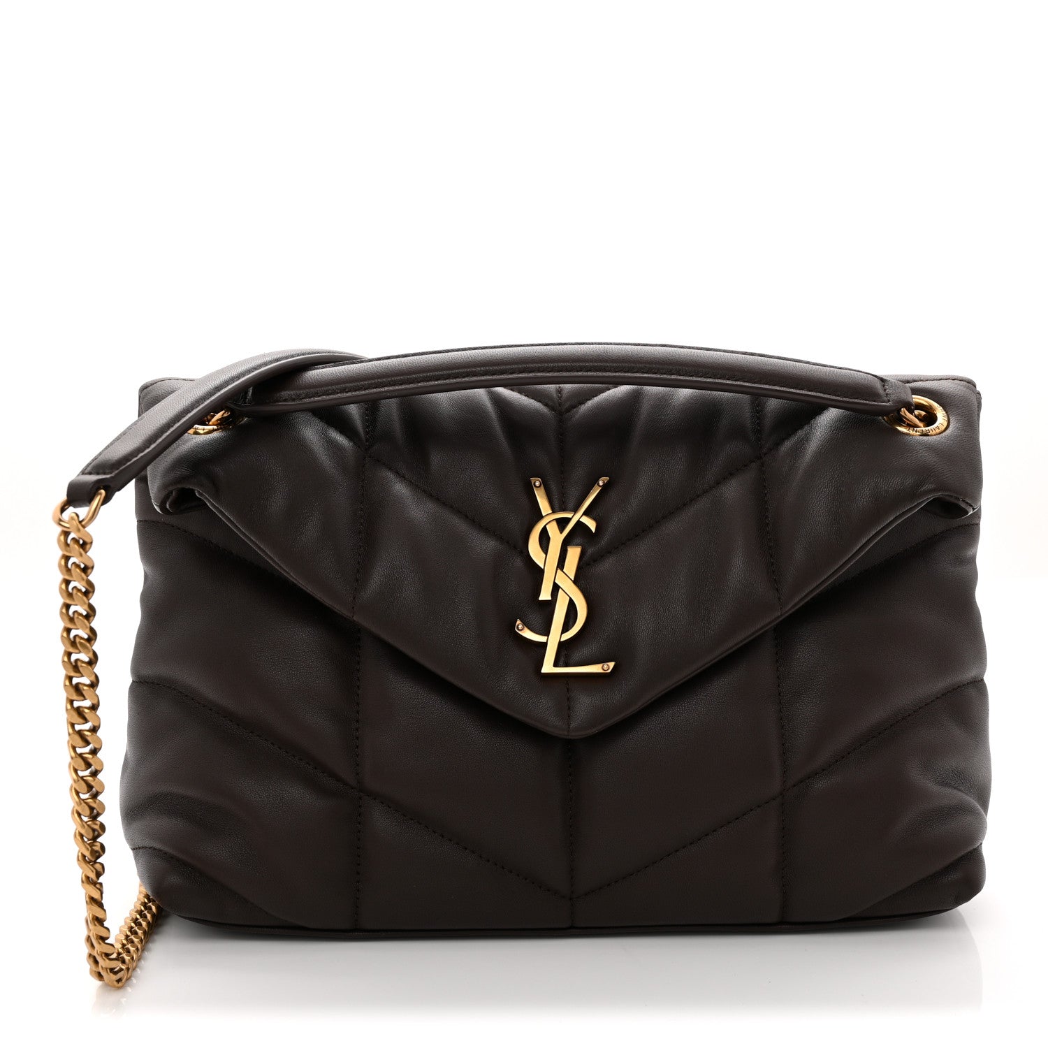 Saint Laurent Lambskin Quilted Small Loulou Puffer Monogram Chain Satchel Dark Ganache 8 of 11