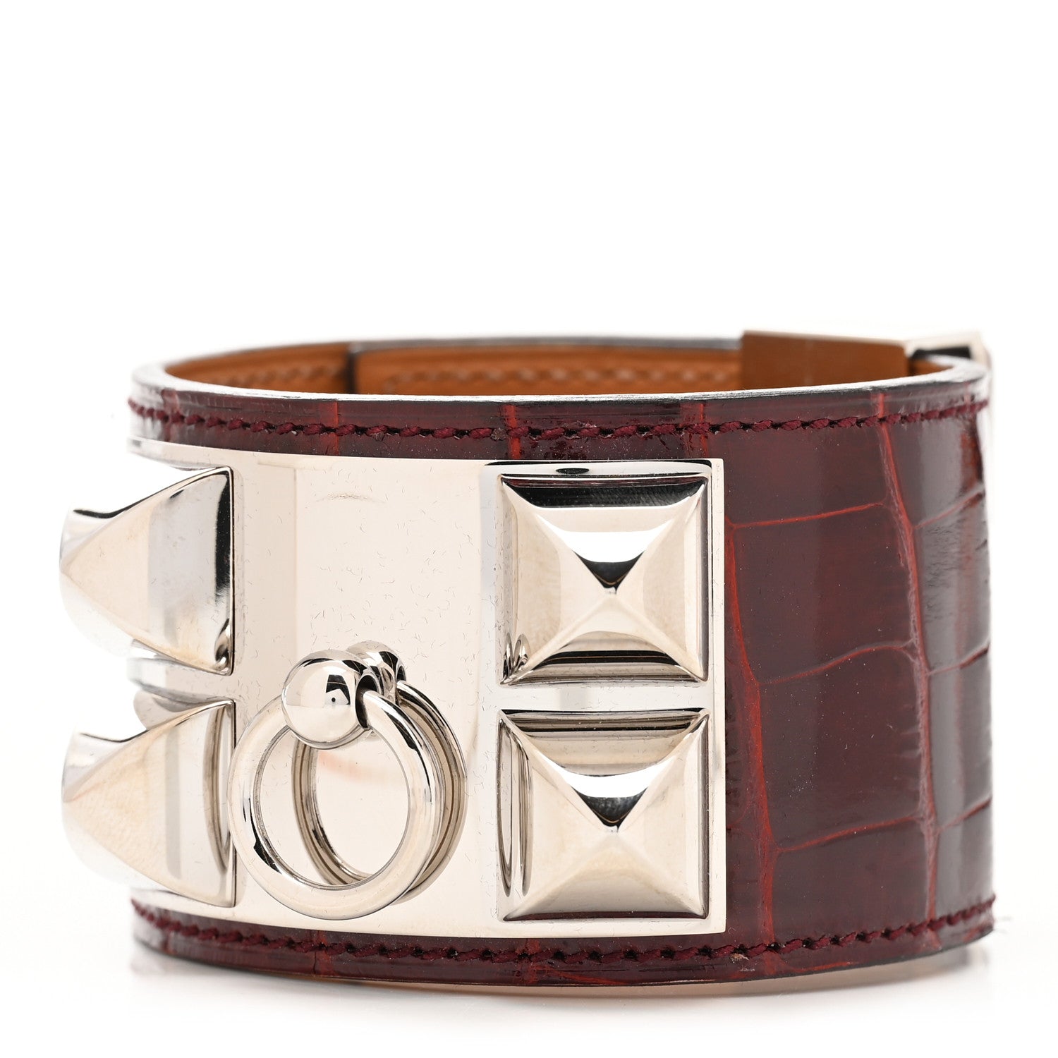 Hermes Shiny Alligator Collier De Chien CDC Bracelet S Bourgogne 1 of 6