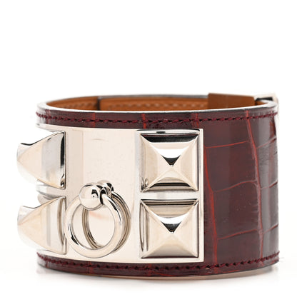 Hermes Shiny Alligator Collier De Chien CDC Bracelet S Bourgogne 1 of 6