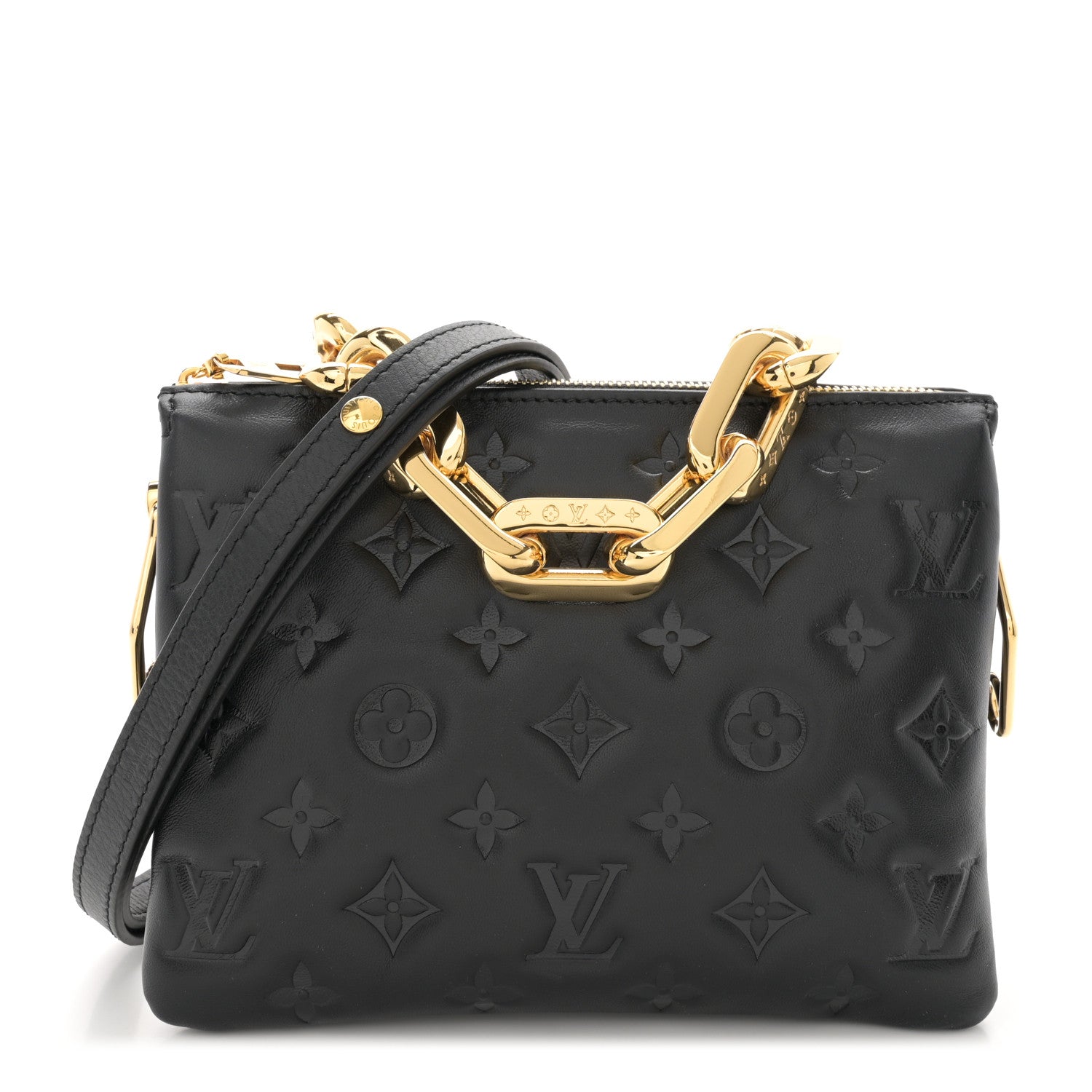 Louis Vuitton Lambskin Embossed Monogram Coussin BB Black 1 of 9