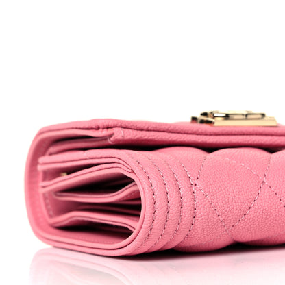 Chanel Caviar Quilted Compact Boy Wallet Light Pink 7 of 8