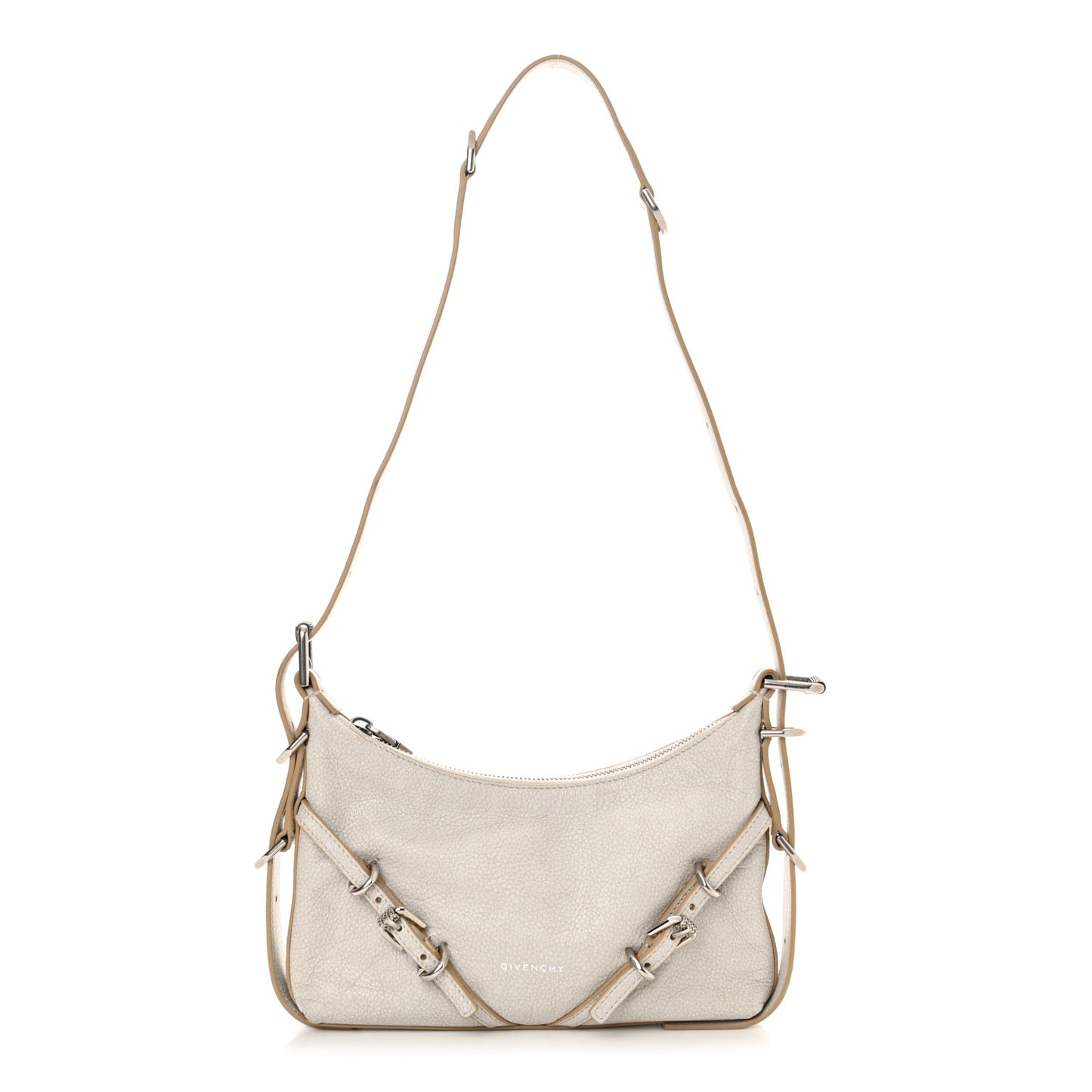 Tumbled Calfskin Mini Voyou Bag Ivory