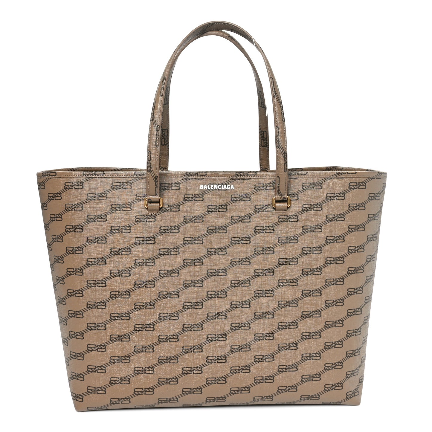 Coated Canvas BB Monogram Large Signature East West Shopper Bag Beige Brown