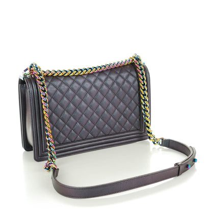 Chanel Iridescent Goatskin Quilted New Medium Boy Flap Purple 3 of 7