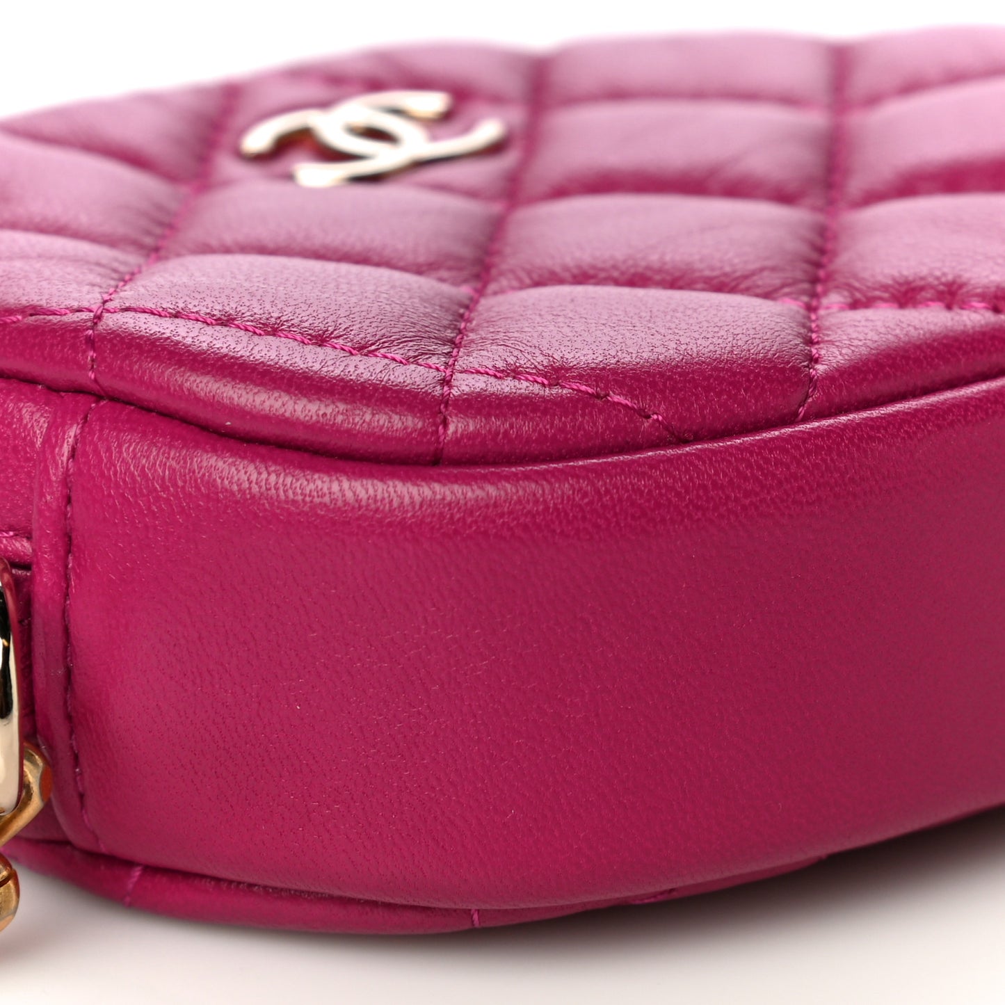 Lambskin Quilted Zip Around Classic Coin Purse Pink