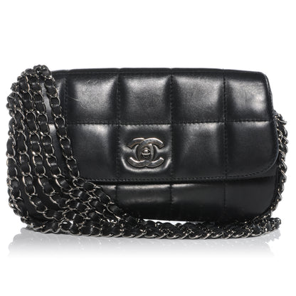 Chanel Chocolate Bar Quilted Lambskin 5 Chain Flap Black 1 of 10