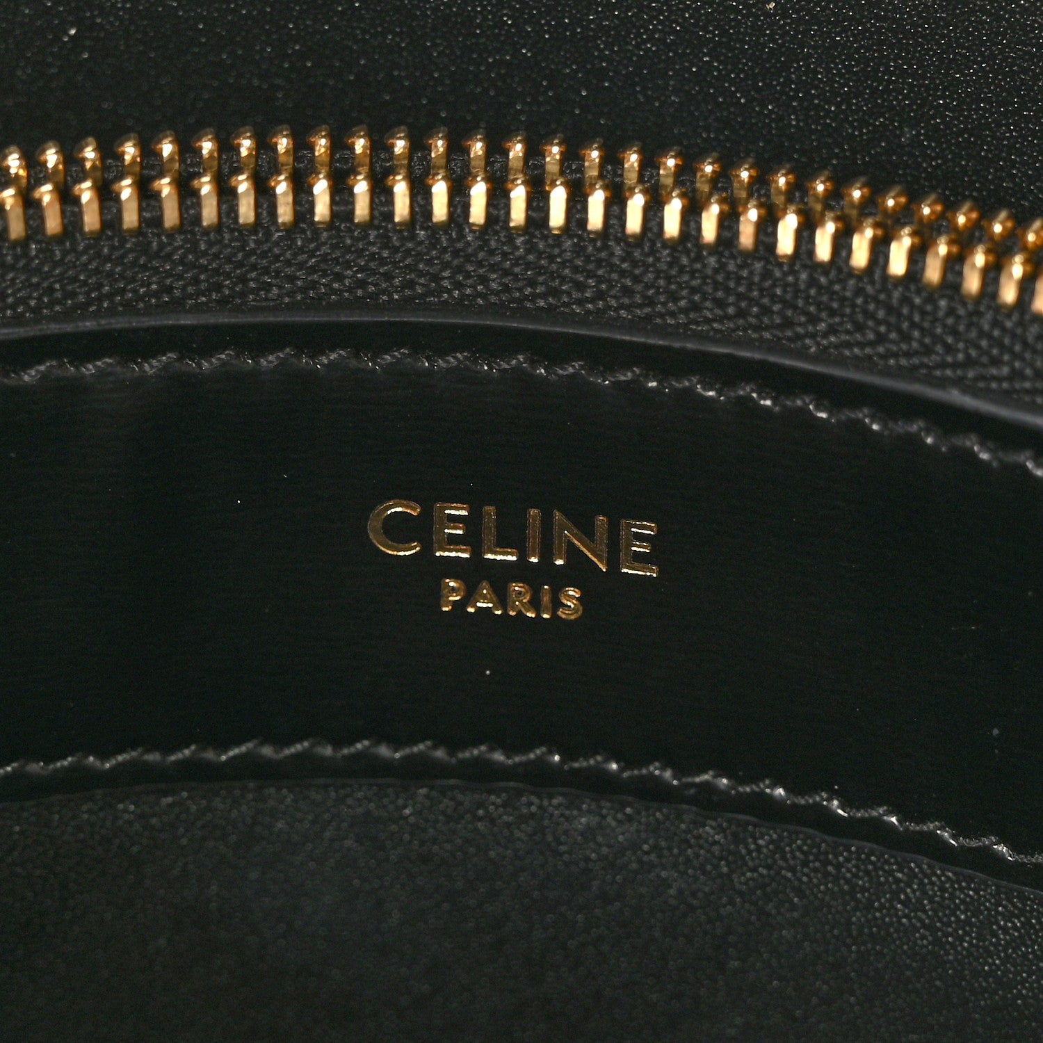 Celine Shiny Calfskin Triomphe Bucket Bag Black 7 of 9