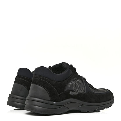 Chanel Nylon Calfskin Suede Calfskin CC Sneakers 39.5 Black 4 of 14