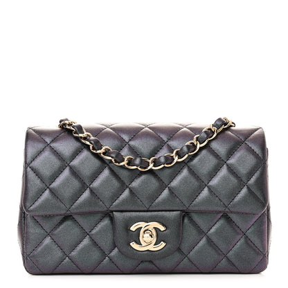 Chanel Iridescent Lambskin Quilted Mini Rectangular Flap Black 1 of 10