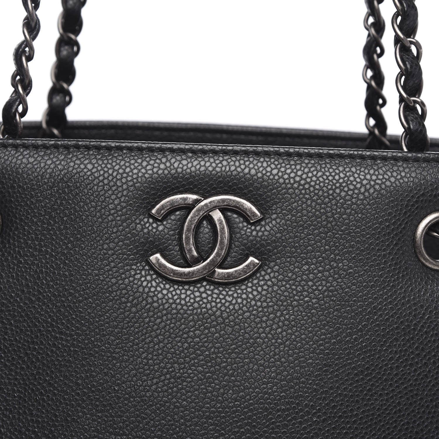 Chanel Metallic Grained Calfskin Woven Chain Large Shopping Bag Black 10 of 10