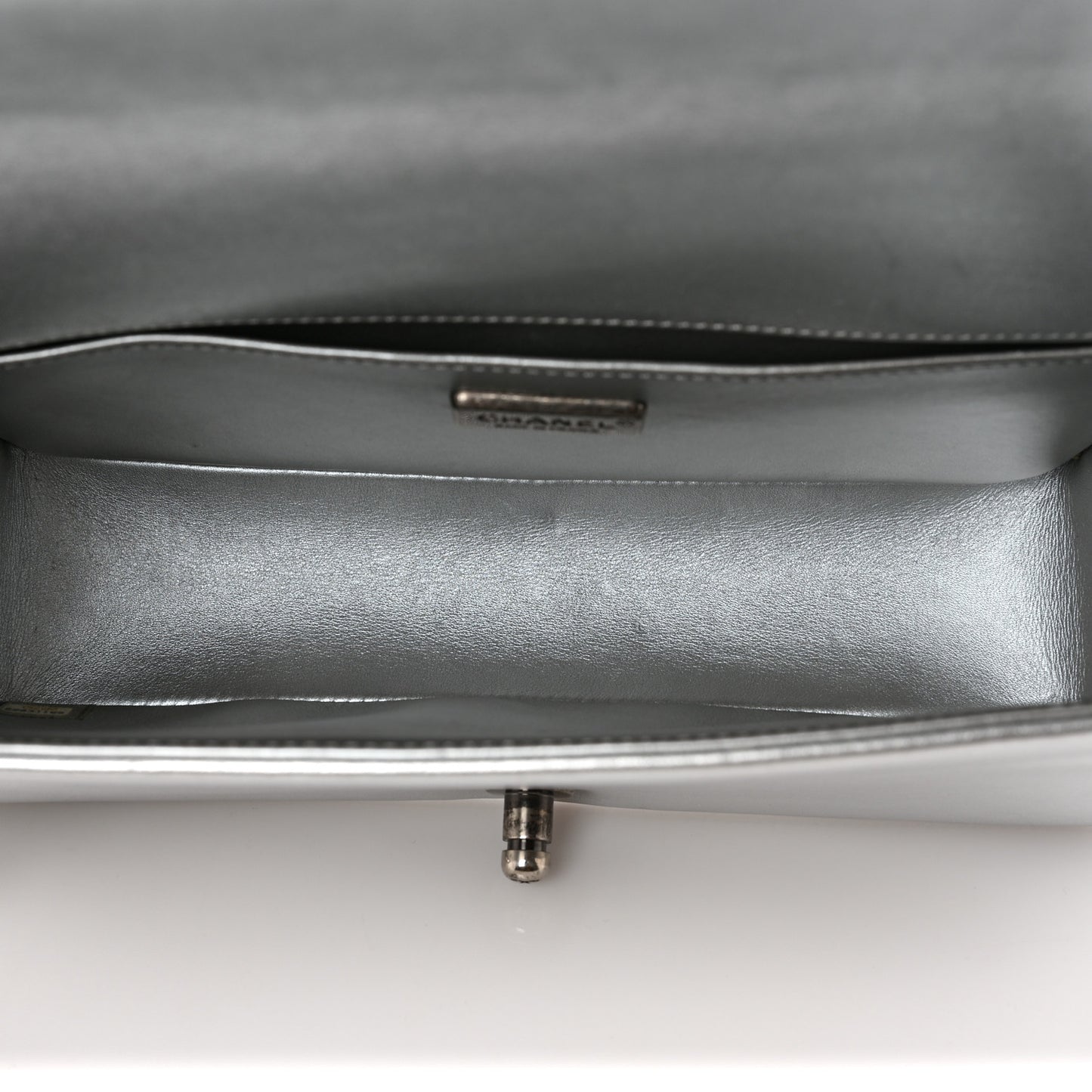 Metallic Lambskin Embellished Medium Boy Flap Silver