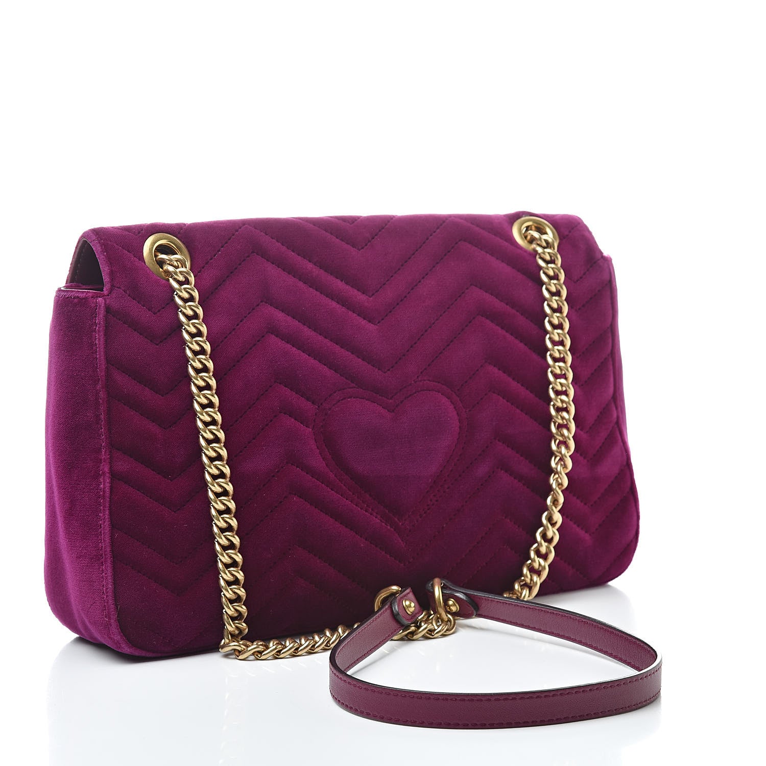 Gucci Velvet Matelasse Medium GG Marmont Shoulder Bag Fuchsia Violet Cyclamen 3 of 16