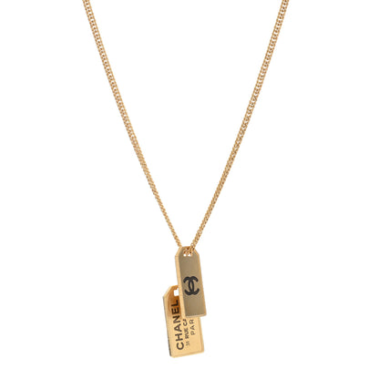 Chanel ID Dog Tag Charm Necklace Gold 1 of 4