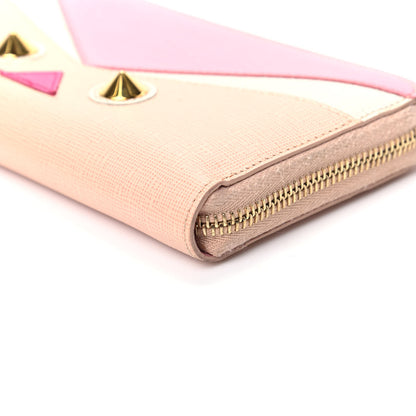 Fendi Vitello Elite QuTweet Studded Zip Around Wallet Pink 9 of 10