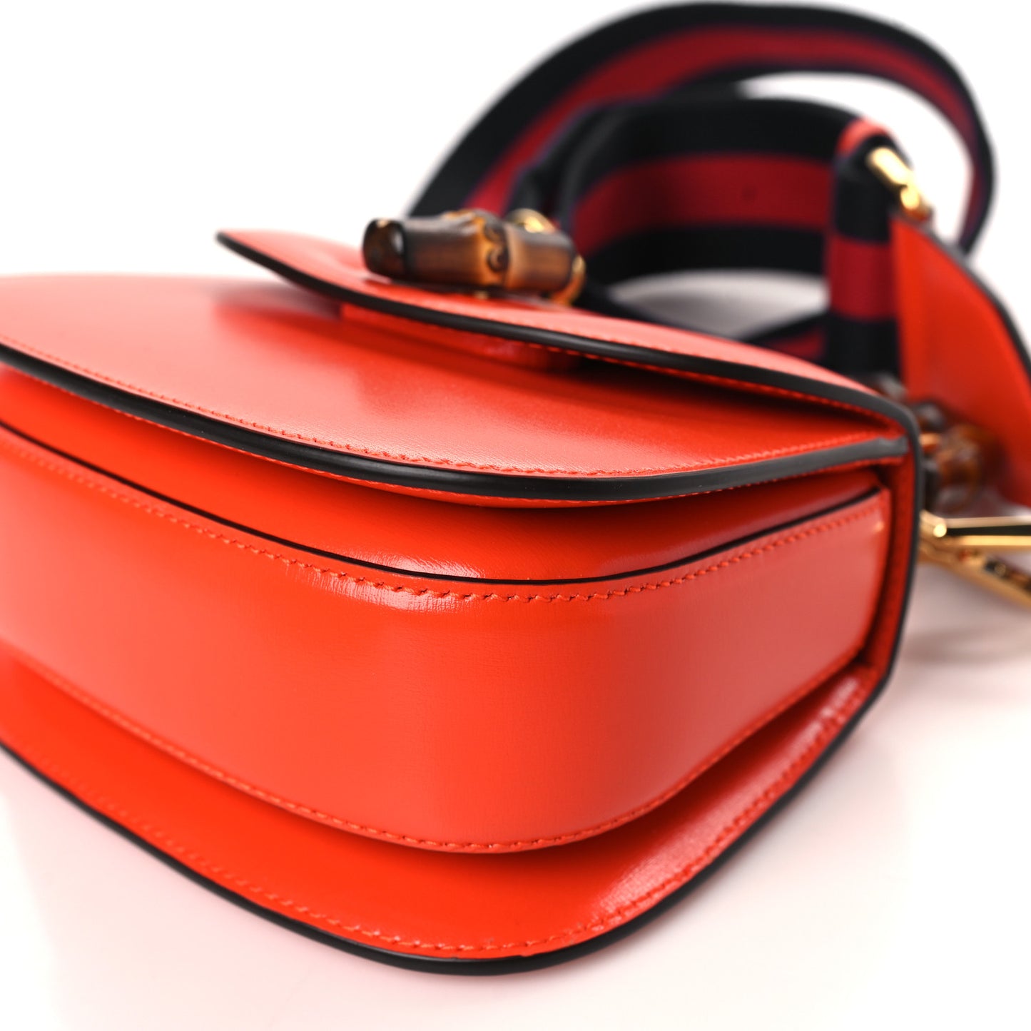 Boarded Dyana Lux Calfskin Web Mini Bamboo 1947 Top Handle Bag Calypso Orange