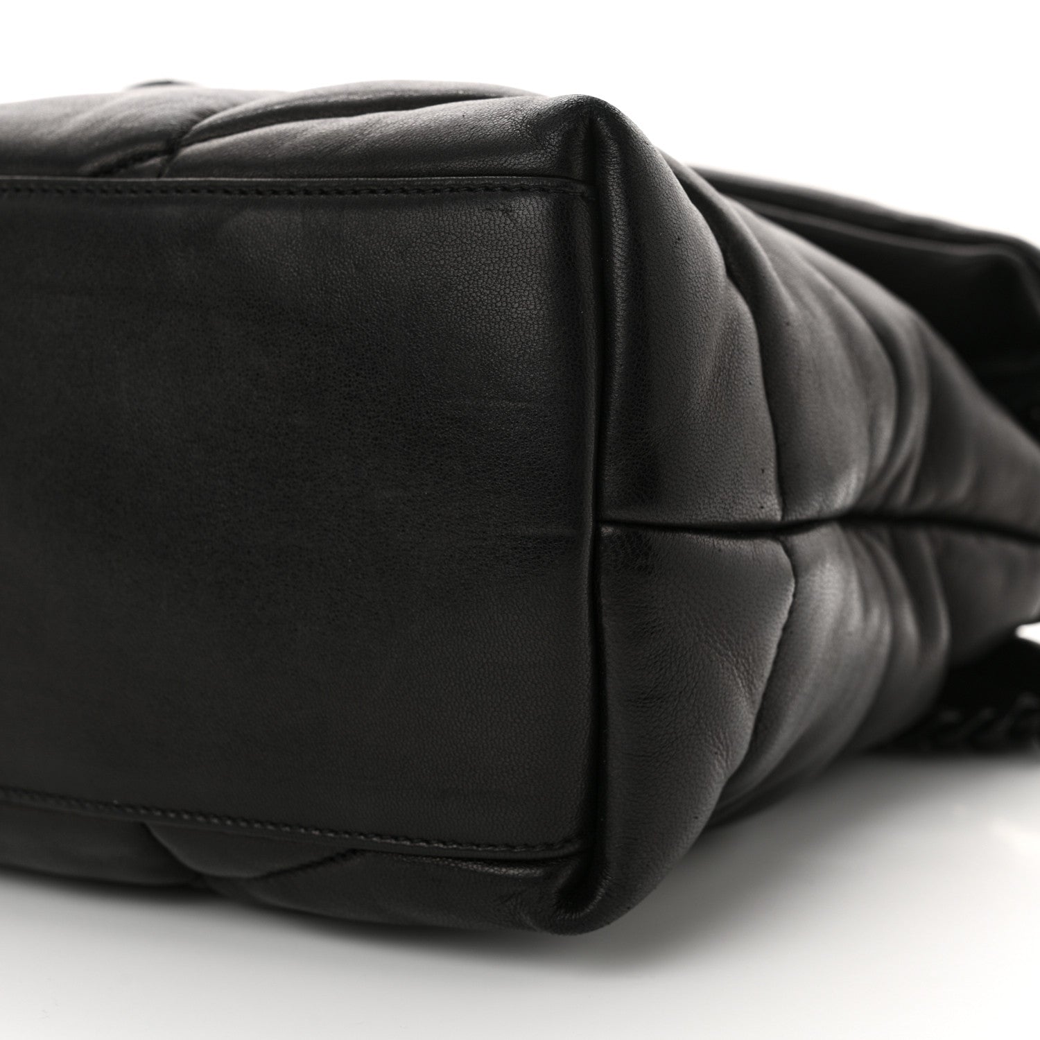 Saint Laurent Lambskin Quilted Monogram Monochrome Medium Loulou Puffer Chain Satchel Black 10 of 11