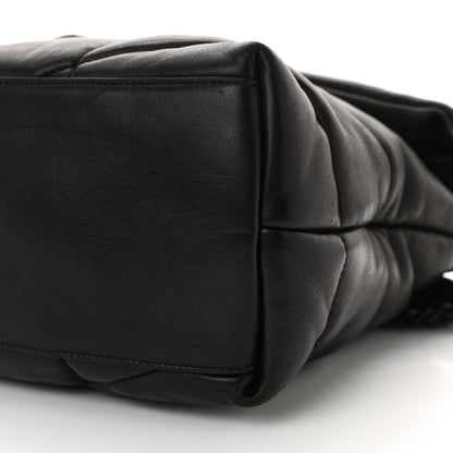 Saint Laurent Lambskin Quilted Monogram Monochrome Medium Loulou Puffer Chain Satchel Black 10 of 11