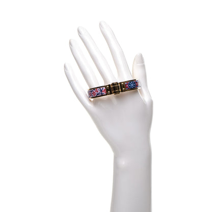 Hermes Enamel Printed Narrow Cachemire Fleuri Hinged Bracelet S Surnaturel 2 of 7