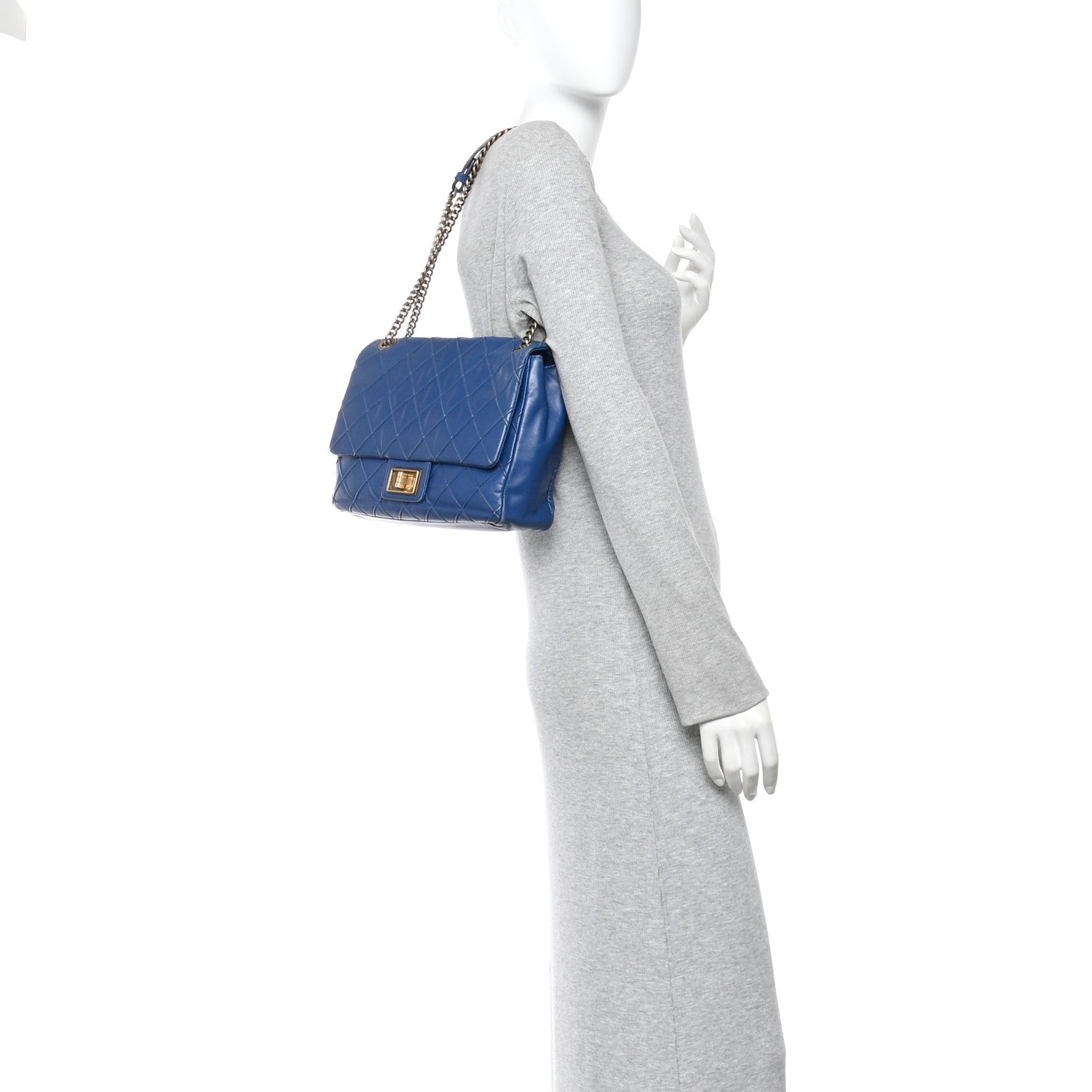 Chanel Calfskin Diamond Debossed Large Cosmos Flap Blue 2 of 11