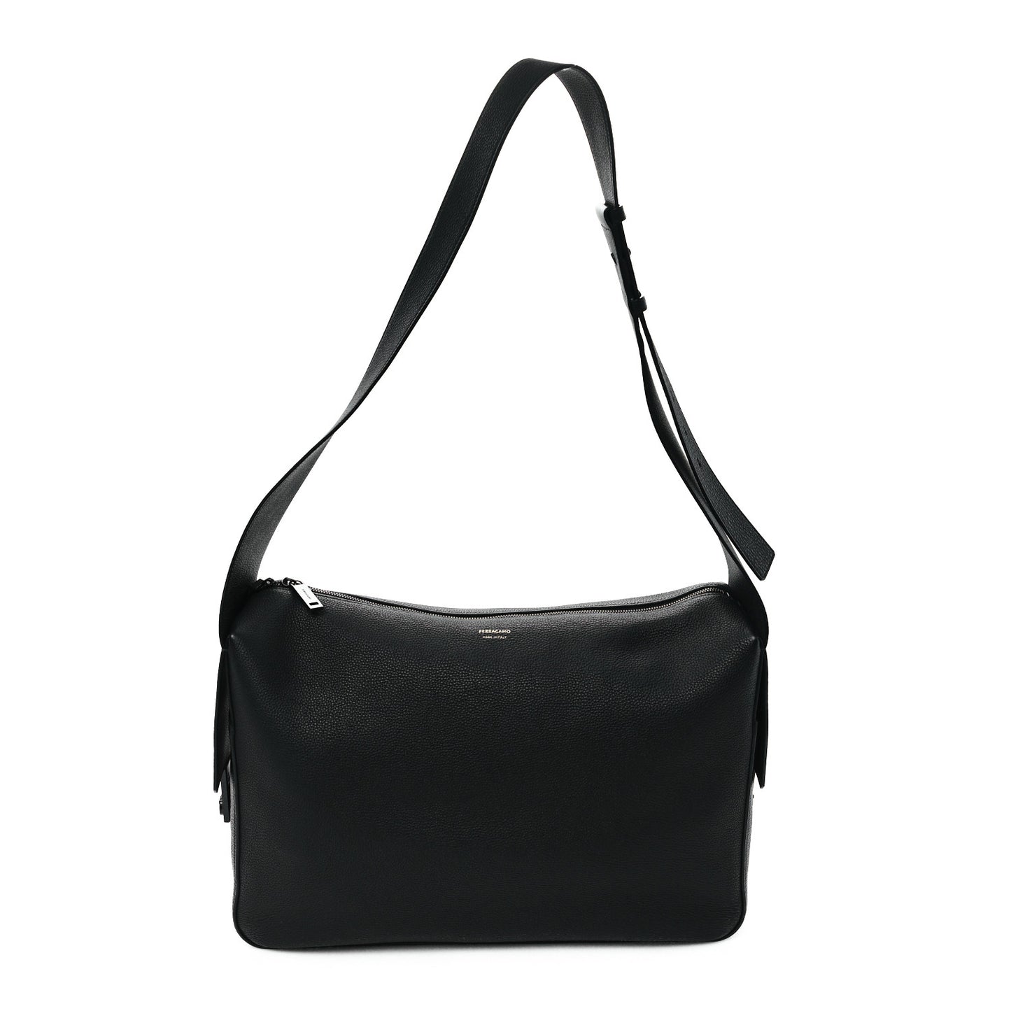 Calfskin Gancini Twins Slouchy Crossbody Bag Black