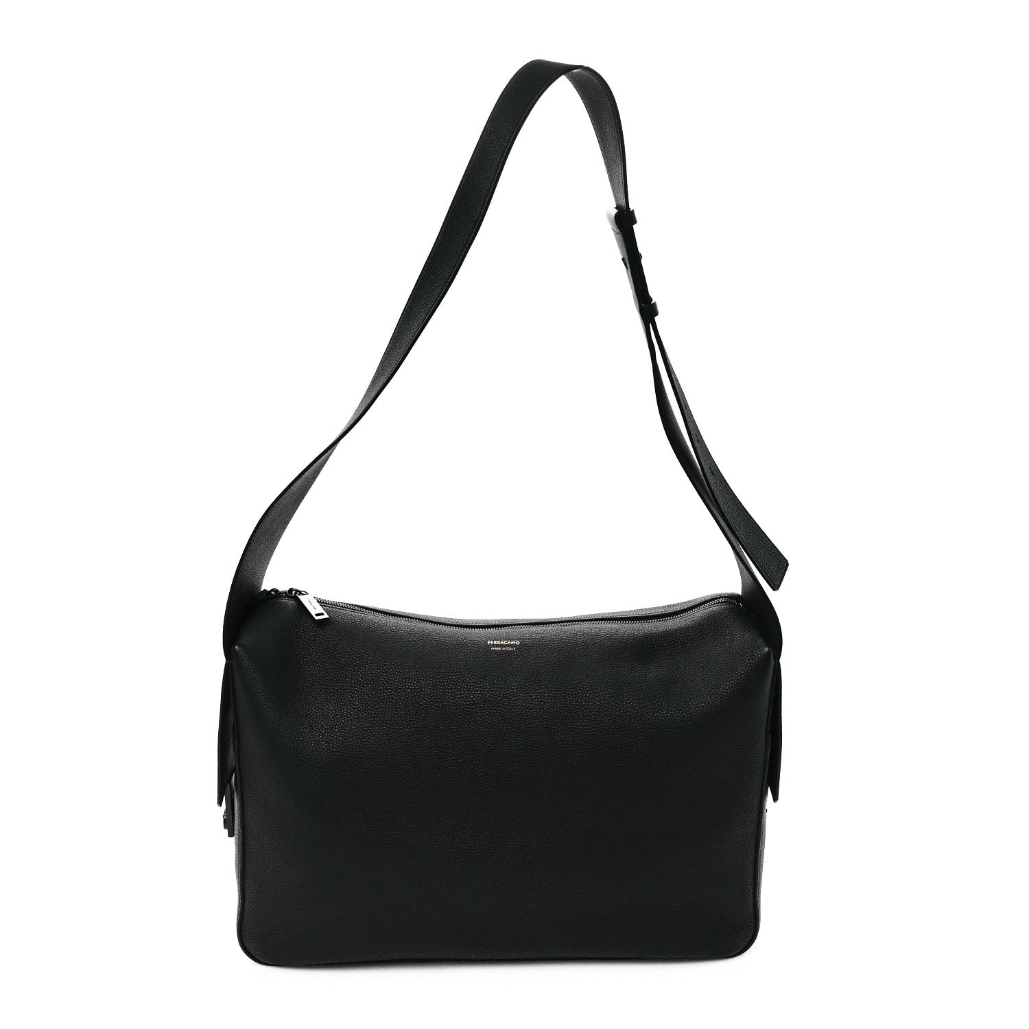Salvatore Ferragamo Calfskin Gancini Twins Slouchy Crossbody Bag Black 1 of 11