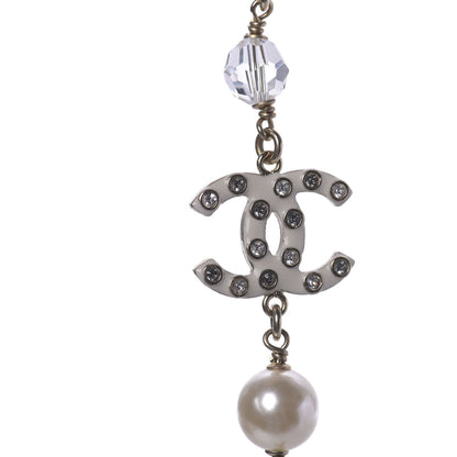 Chanel Pearl Beaded Crystal Resin CC Long Necklace Light Gold Multicolor 7 of 10