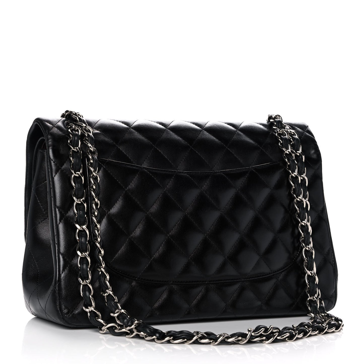 Lambskin Quilted Jumbo Double Flap Black