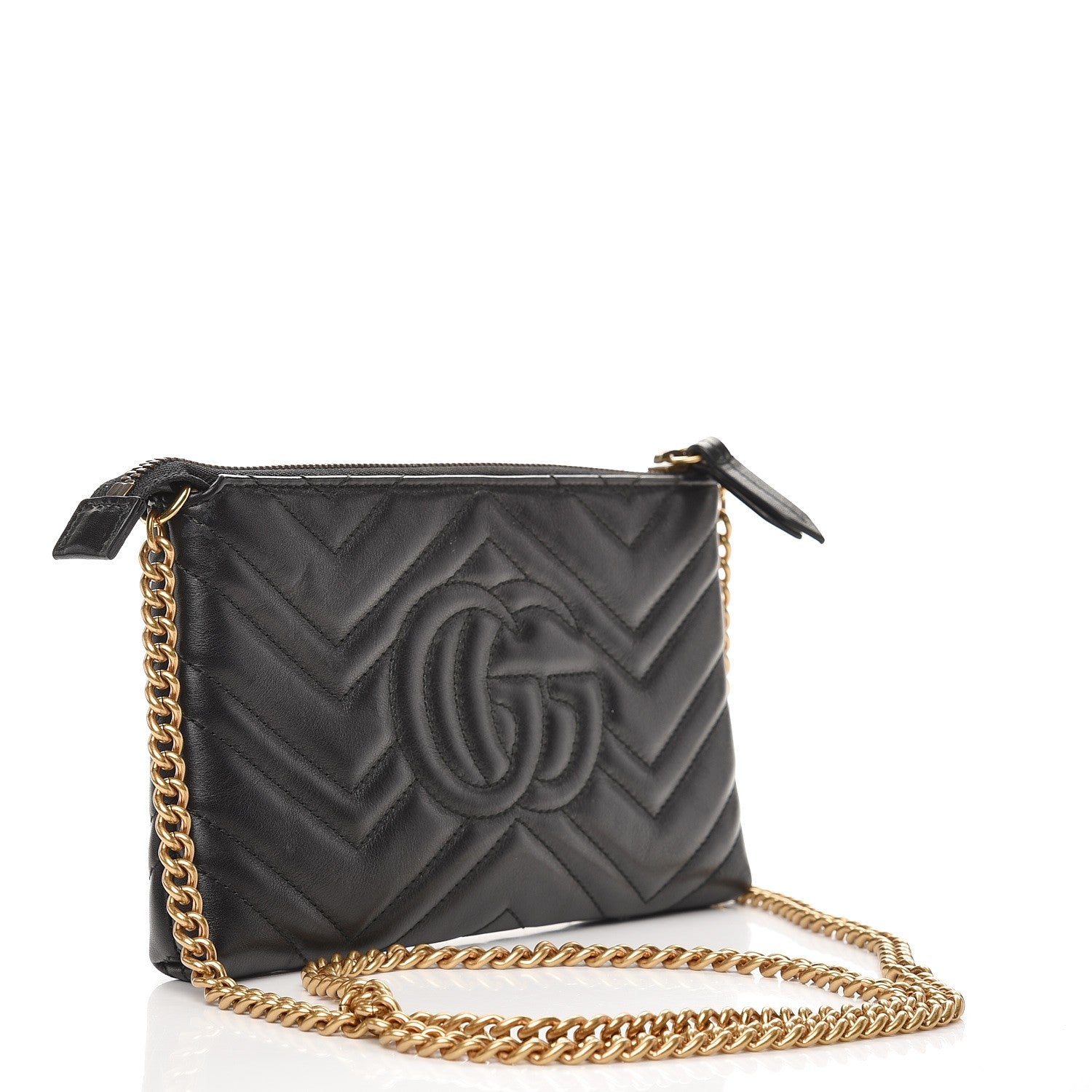 Gucci Calfskin Matelasse Mini GG Marmont Chain Bag Black 3 of 7